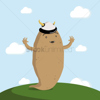 Cartoon character with viking helmet Cartoon character with viking helmet