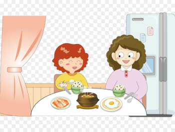 Cartoon Child - Accompany the child to eat Cartoon Child - Accompany the child to eat