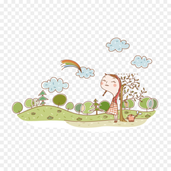 Cartoon, Child, Girl, Plant PNG Cartoon, Child, Girl, Plant PNG