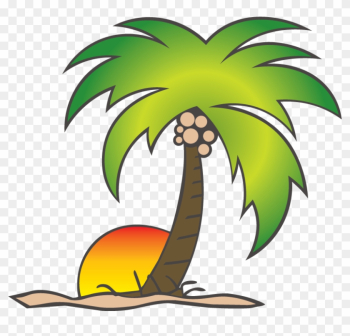 Cartoon Coconut Tree Png - Sun And Palm Tree Png