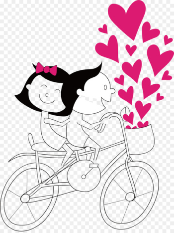 Cartoon couple Bicycle Clip art - Vector cartoon bike ride couple 