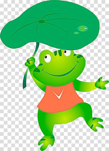 Cartoon Cuteness, Take lotus leaf frog transparent background PNG clipart