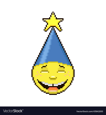 cartoon emoticon in party hat with star cartoon emoticon in party hat with star
