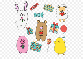Cartoon Euclidean vector Illustration - Cute animal material Cartoon Euclidean vector Illustration - Cute animal material