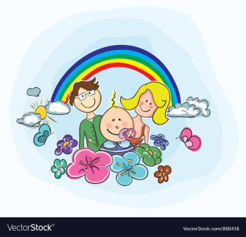 Cartoon family background vector image Cartoon family background vector image