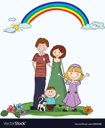 Cartoon family background vector image Cartoon family background vector image