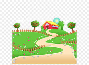 Cartoon Farm Illustration - Farm landscape vector illustration 