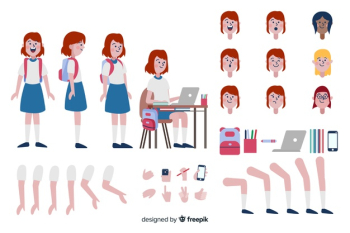 Cartoon girl character template Cartoon girl character template