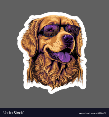 cartoon golden retriever dog wear sunglass