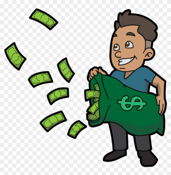 Cartoon Guy Letting Money Fly - Cartoon Guy With Money