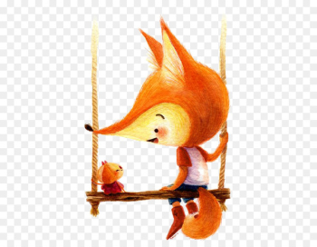Cartoon Illustration - Hand drawn cute little fox Cartoon Illustration - Hand drawn cute little fox
