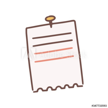 Cartoon lined note paper attached with drawing pin vector flat illustration Cartoon lined note paper attached with drawing pin vector flat illustration
