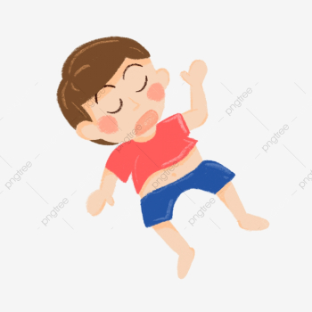 Cartoon Little Boy Element In Casual Dress Lying Down Sleeping, Go ...
