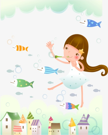 Cartoon Little Girl Fresh Fish, Cartoon, Fresh, Little Girl PNG ...