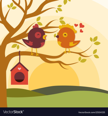 Cartoon love birds vector image Cartoon love birds vector image