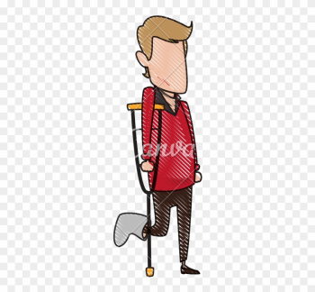 Cartoon Man Foot With Medical Plaster Disability Walking - Cartoon Man Foot With Medical Plaster Disability Walking