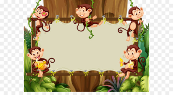 Cartoon Monkey Illustration - Cute cartoon animals vector material Borders 