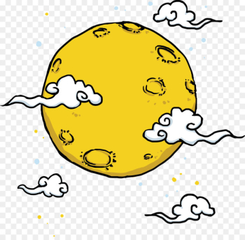 Cartoon Moon - Cartoon moon and auspicious clouds Cartoon Moon - Cartoon moon and auspicious clouds