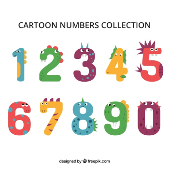 Cartoon number collection with characters Cartoon number collection with characters