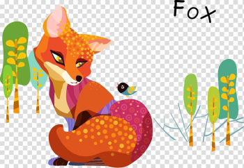 Cartoon Painting Fox Illustration, Cartoon color fox transparent background PNG clipart