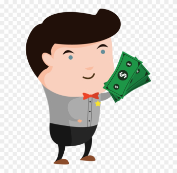 Cartoon People Holding Money Clipart - Thinking Cartoon Png