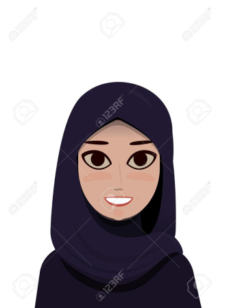 Cartoon Portrait Of Muslim Beautiful Woman In Hijab Royalty Free ...