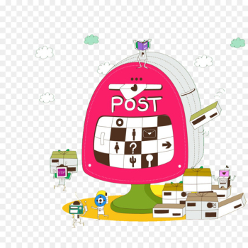 Cartoon Post box Logistics Illustration - Comics house Cartoon Post box Logistics Illustration - Comics house