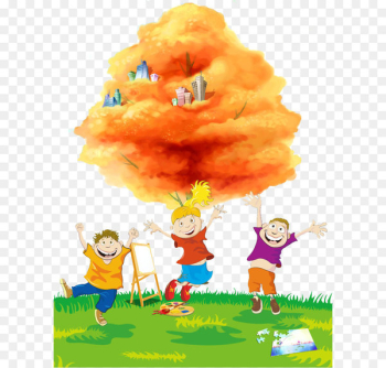 Cartoon Poster Autumn - Sketching children Cartoon Poster Autumn - Sketching children