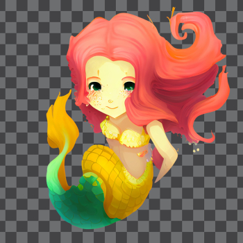 Cartoon red haired mermaid PNG transparent