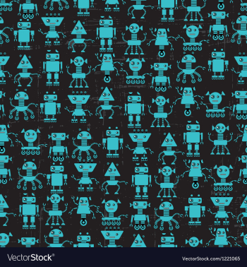 Cartoon robots seamless pattern vector image Cartoon robots seamless pattern vector image