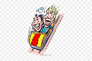 Cartoon Roller Coaster Royalty Free Vector Clip Art - People On A Roller Coaster Clipart