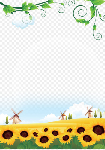 Cartoon Royalty-free Wallpaper - Sunflower Children grow up album template 
