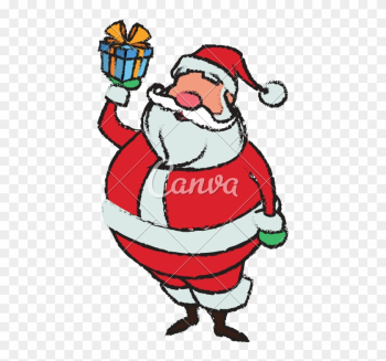Cartoon Santa Claus Holding Gift Box For Your Christmas - Cartoon Santa Chimney Cartoon Santa Claus Holding Gift Box For Your Christmas - Cartoon Santa Chimney