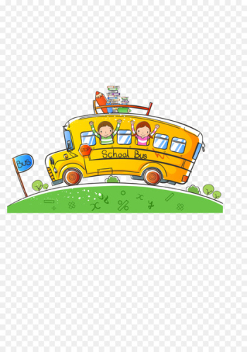 Cartoon School bus - School children sitting on a school bus Cartoon School bus - School children sitting on a school bus