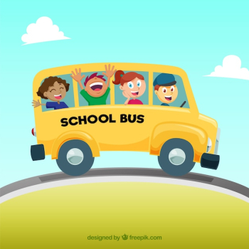 Cartoon school bus with children Cartoon school bus with children
