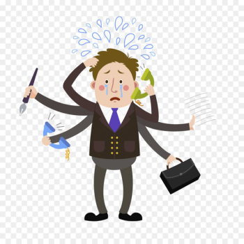 Cartoon SMS Illustration - Busy man Cartoon SMS Illustration - Busy man
