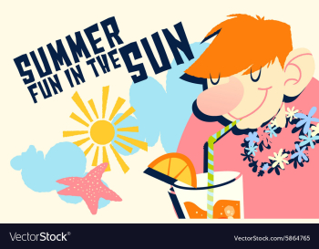 Cartoon summer drink design vector image Cartoon summer drink design vector image