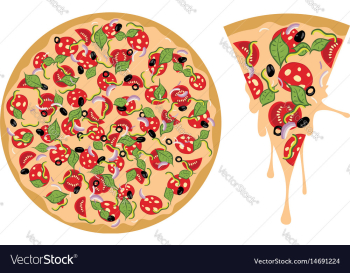 Cartoon tasty pizza vector image Cartoon tasty pizza vector image