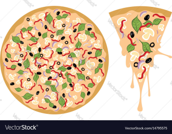 Cartoon tasty pizza vector image Cartoon tasty pizza vector image