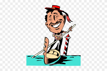 Cartoon Venice Gondolier Royalty Free Vector Clip Art - Italian People Clip Art