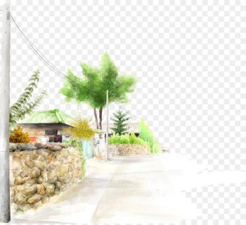 Cartoon Wall Illustration - Watercolor house Cartoon Wall Illustration - Watercolor house