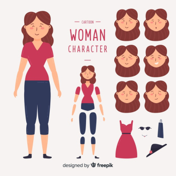Cartoon woman for motion design Free Vector Cartoon woman for motion design Free Vector