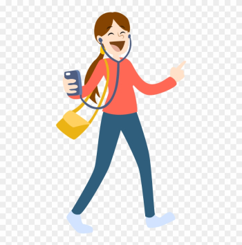 Cartoon Woman Listening To Music With Earphones 1designshop - People Listening To Music Cartoon