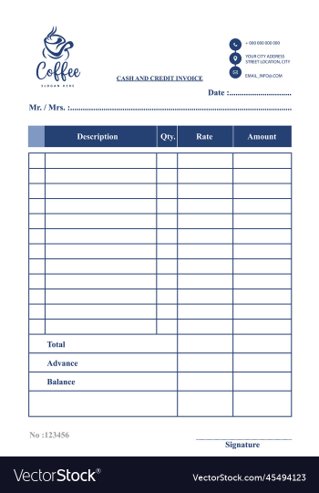 cash and credit invoice