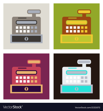 Cash register in flat style money and finance vector image