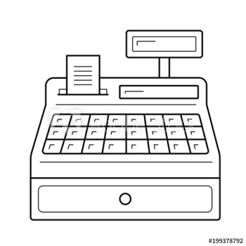 Cash register vector line icon isolated on white background