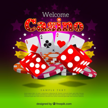Casino background with red dice and cards Casino background with red dice and cards