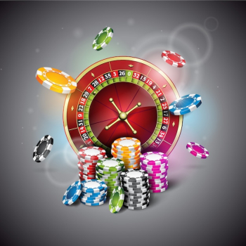 Casino chips and roulette background Casino chips and roulette background