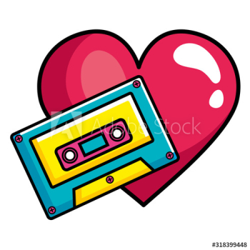 cassette music with heart pop art style design cassette music with heart pop art style design