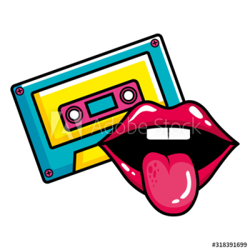 cassette music with sexy mouth pop art style design cassette music with sexy mouth pop art style design